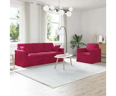 Sofa Sofos komplektas 2 pcs Vyno raudona 198 x 78 x 80 cm Aksomas