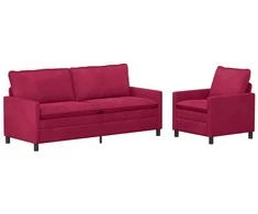 Sofa Sofos komplektas 2 pcs Vyno raudona Aksomas