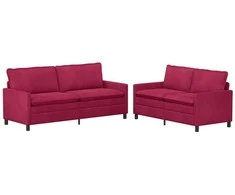 Sofa Sofos komplektas 2 pcs Vyno raudona Aksomas