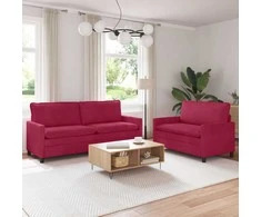 Sofa Sofos komplektas 2 pcs Vyno raudona Aksomas
