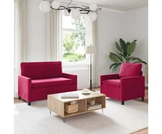 Sofa Sofos komplektas 2 pcs Vyno raudona Aksomas
