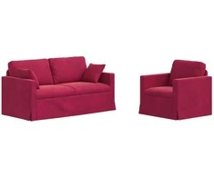 Sofa Sofos komplektas 2 pcs Vyno raudona 158 x 78 x 80 cm Aksomas