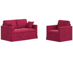 Sofa Sofos komplektas 2 pcs Vyno raudona 138 x 78 x 80 cm Aksomas