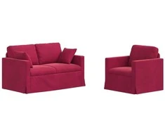 Sofa Sofos komplektas 2 pcs Vyno raudona 138 x 78 x 80 cm Aksomas