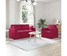 Sofa Sofos komplektas 2 pcs Vyno raudona 158 x 78 x 80 cm Aksomas