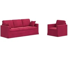 Sofa Sofos komplektas 2 pcs Vyno raudona 198 x 78 x 80 cm Aksomas