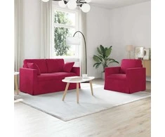 Sofa Sofos komplektas 2 pcs Vyno raudona 138 x 78 x 80 cm Aksomas
