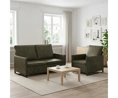 Sofa Sofos komplektas 2 vnt. Armijos Žalia Dirbtinė zomša