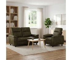 Sofa Sofos komplektas 2 vnt. Armijos Žalia Dirbtinė suedė oda