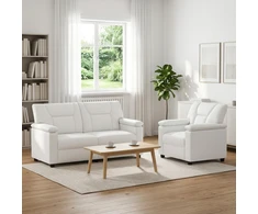 Sofa Sofos komplektas 2 vnt. Balta Dirbtinė oda