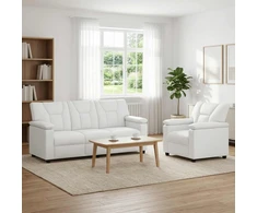 Sofa Sofos komplektas 2 vnt. Balta Dirbtinė oda