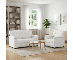 Sofa Sofos komplektas 2 vnt. Balta Dirbtinė oda