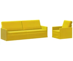 Sofa Sofos komplektas 2 vnt. Geltona Aksomas