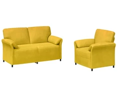 Sofa Sofos komplektas 2 vnt. Geltona Aksomas
