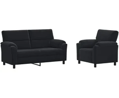 Sofa Sofos komplektas 2 vnt. Juoda Aksomas