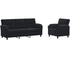 Sofa Sofos komplektas 2 vnt. Juoda Aksomas
