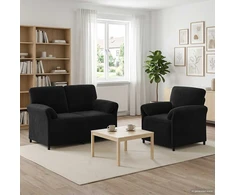 Sofa Sofos komplektas 2 vnt. Juoda Aksomas