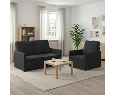Sofa Sofos komplektas 2 vnt. Juoda Aksomas
