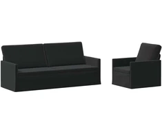 Sofa Sofos komplektas 2 vnt. Juoda Aksomas