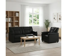 Sofa Sofos komplektas 2 vnt. Juoda Dirbtinė oda