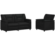 Sofa Sofos komplektas 2 vnt. Juoda Dirbtinė oda