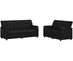 Sofa Sofos komplektas 2 vnt. Juoda Dirbtinė oda
