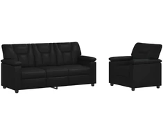Sofa Sofos komplektas 2 vnt. Juoda Dirbtinė oda