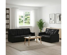 Sofa Sofos komplektas 2 vnt. Juoda Dirbtinė oda