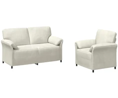 Sofa Sofos komplektas 2 vnt. Kreminė Aksomas