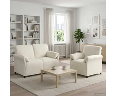 Sofa Sofos komplektas 2 vnt. Kreminė Aksomas
