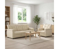 Sofa Sofos komplektas 2 vnt. Kreminė Dirbtinė oda