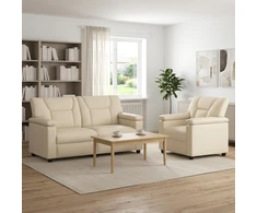 Sofa Sofos komplektas 2 vnt. Kreminė Dirbtinė oda