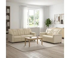 Sofa Sofos komplektas 2 vnt. Kreminė Dirbtinė oda