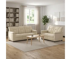 Sofa Sofos komplektas 2 vnt. Kreminė Dirbtinė oda