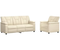 Sofa Sofos komplektas 2 vnt. Kreminė Dirbtinė oda