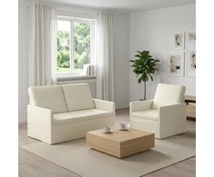 Sofa Sofos komplektas 2 vnt. Kreminė Kordūrinis audinys
