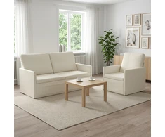 Sofa Sofos komplektas 2 vnt. Kreminė Kordūrinis audinys