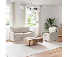 Sofa Sofos komplektas 2 vnt. Kreminė Poliesteris