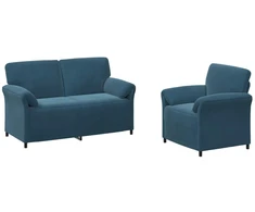 Sofa Sofos komplektas 2 vnt. Mėlyna Aksomas