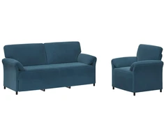 Sofa Sofos komplektas 2 vnt. Mėlyna Aksomas