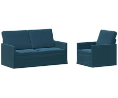 Sofa Sofos komplektas 2 vnt. Mėlyna Aksomas