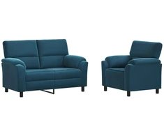 Sofa Sofos komplektas 2 vnt. Mėlyna Aksomas