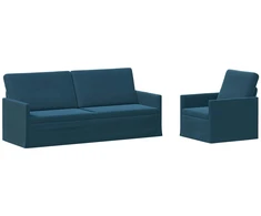 Sofa Sofos komplektas 2 vnt. Mėlyna Aksomas