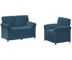 Sofa Sofos komplektas 2 vnt. Mėlyna Aksomas