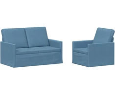 Sofa Sofos komplektas 2 vnt. Mėlyna Kordūrinis audinys