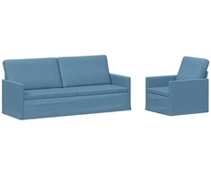 Sofa Sofos komplektas 2 vnt. Mėlyna Kordūrinis audinys