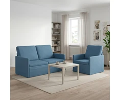 Sofa Sofos komplektas 2 vnt. Mėlyna Kordūrinis audinys