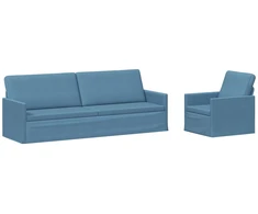 Sofa Sofos komplektas 2 vnt. Mėlyna Kordūrinis audinys
