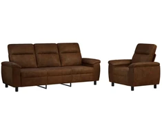 Sofa Sofos komplektas 2 vnt. Ruda Dirbtinė suedė oda
