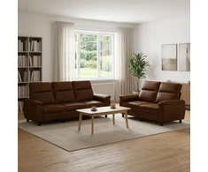 Sofa Sofos komplektas 2 vnt. Ruda Dirbtinė suedė oda